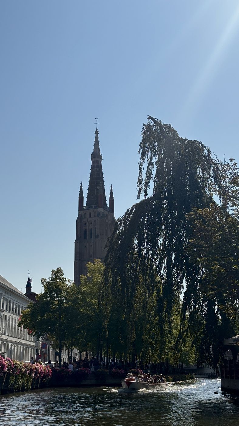 The Church of Our Lady spire from the water