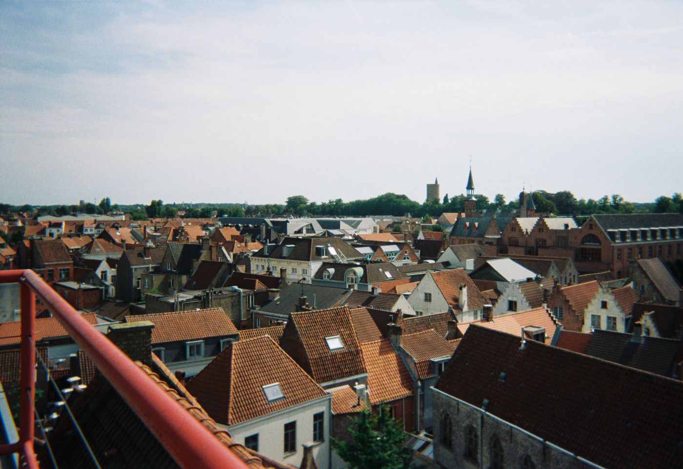 Red rooftops of Bruges from the brewery roof