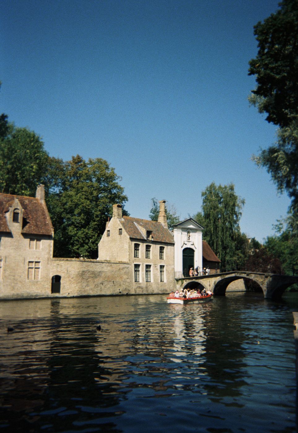The old lock house on the Minnewater in Bruges, on film
