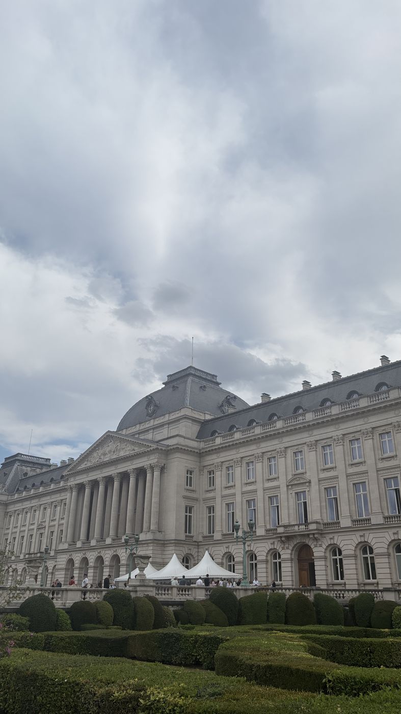 The Royal Palace of Brussels behind its clipped hedges