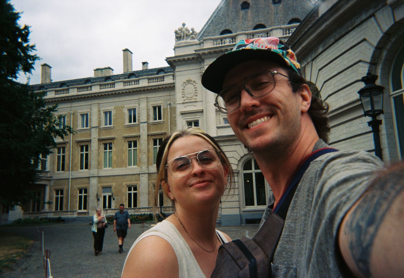 JP and me outside the palace, on film