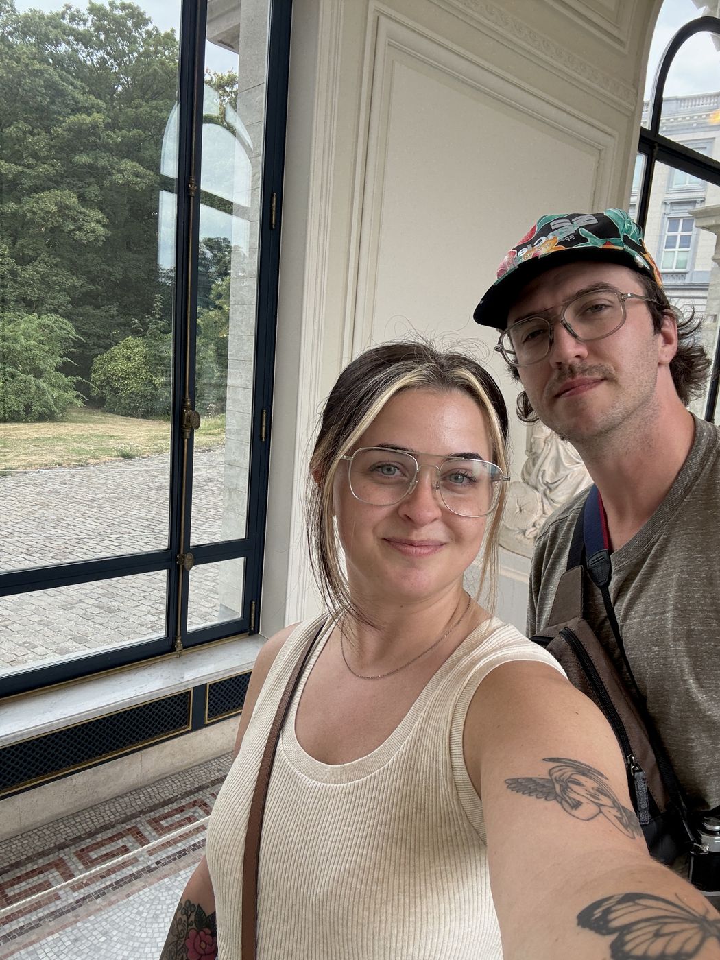 Selfie with JP by a tall palace window