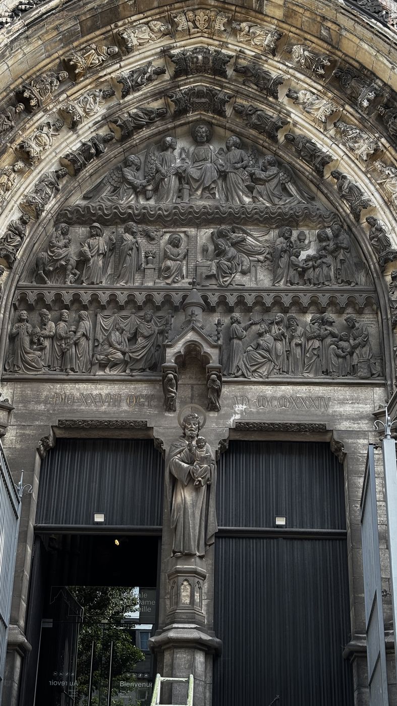 Carved tympanum above the cathedral door