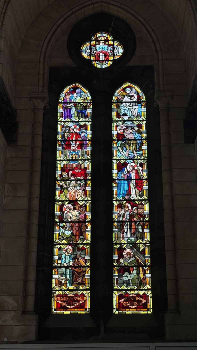 Stained glass window inside the cathedral