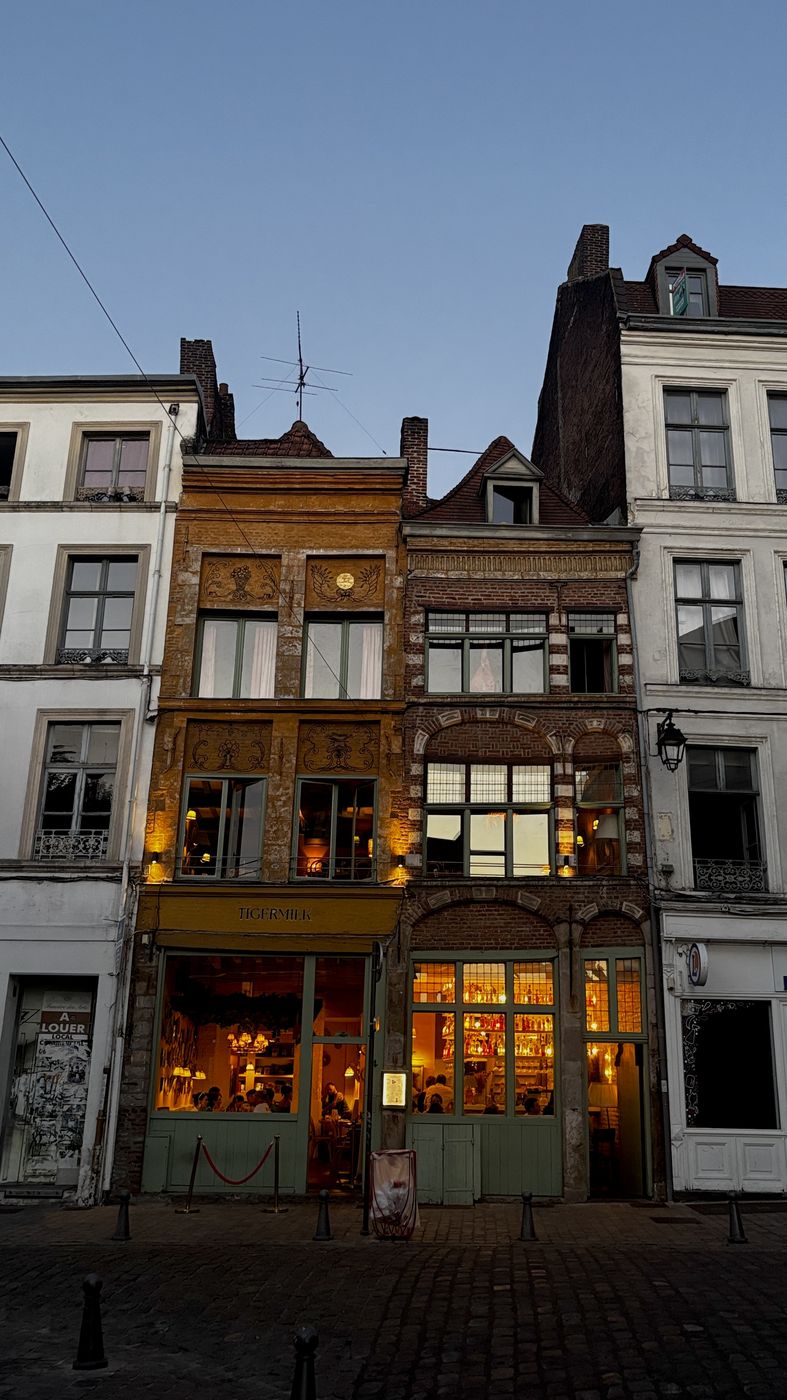 Shopfronts in Vieux-Lille at dusk